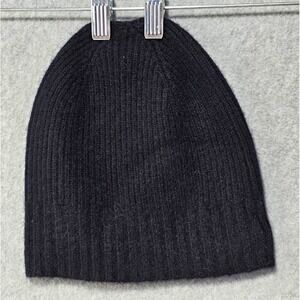 Nordstrom Men Black 100% Cashmere Ribbed Knit Beanie Hat One Size N0459001NS
